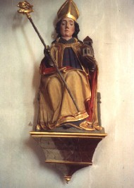 Foto der Wolfgangsfigur in St. Wolfgang in Lengenwang
