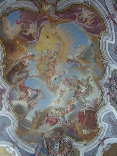 Foto vom Langhausfresko in der Klosterkirche St. Anna in München-Lehel