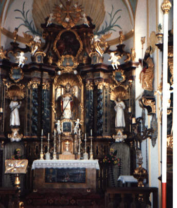 Foto vom Altar in St. Blasius in Raustetten