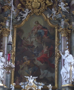 Foto vom Hochaltargemälde in St. Peter und Paul in Oberammergau