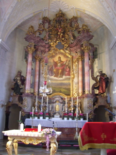 Foto vom Hochaltar in St. Nikolaus in Unterammergau