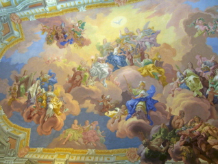 Foto vom Deckenfresko in der Bibliothek im Stift St. Florian
