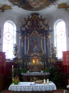 Foto vom Altar in St. Laurentius in Weinried
