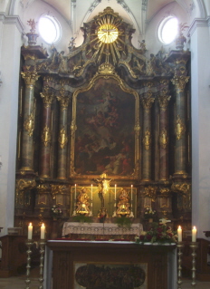 Foto vom Hochaltar der Benediktinerabteikirche Heilig Kreuz in Scheyern