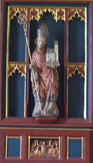 Foto vom heiligen Wolfgang am linken Seitenaltar in St. Jakob in Plattling