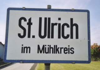 Ortsschild von St. Ulrich im Mühlwiertel