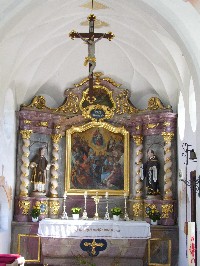 Foto vom Altar des Wallfahrtskirchleins Zu den 14 Nothelfern in Kleinholzen
