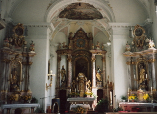 Foto vom Altar in St. Jakob in Wildsteig