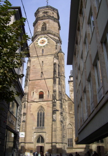 Foto vom Turm der Stiftskirche in Stuttgart