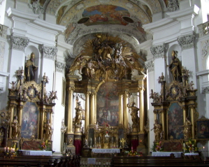 Foto vom Altarraum der Stiftskirche von Kloster Banz