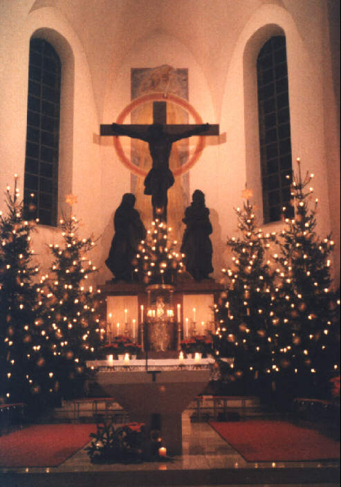 Foto der Christbäume in unserer Kirche