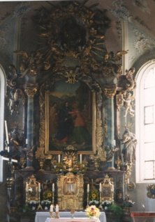 Foto vom Altar der Wallfahrtskirche Maria Egg in Peiting